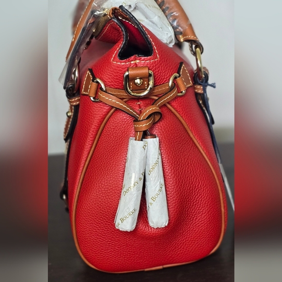 Dooney & Bourke Red Pebbled Leather Large Satchel - Picture 4 of 10
